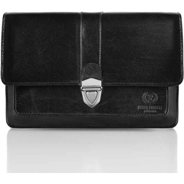 PAOLO PERUZZI Pánska kožená príručná taška-etue | čierna T-21-BL 32191409