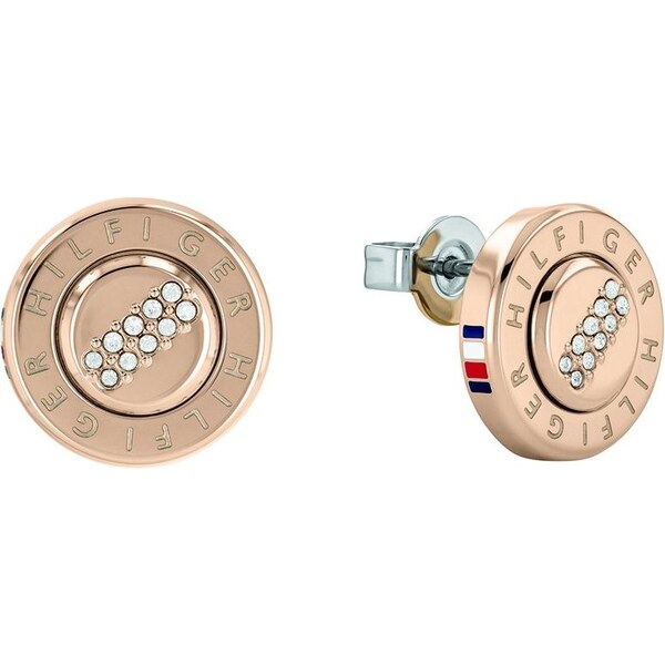 Tommy Hilfiger Bronzové oceľové náušnice kôstky s kryštálmi 2780613 66591283