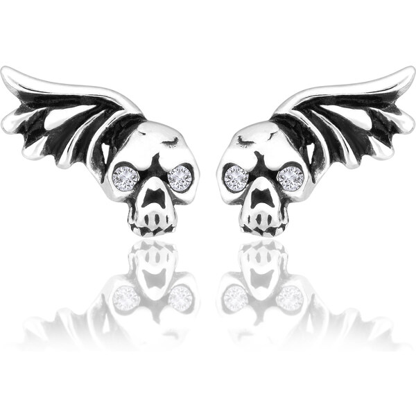 Sams Artisans Náušnice Crystal Wing Skull chirurgická oceľ INM064 32207767