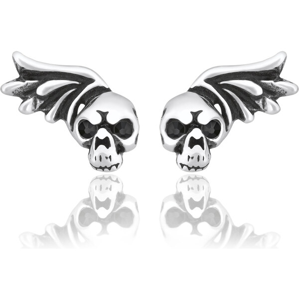 Sams Artisans Náušnice Black Wing Skull chirurgická oceľ INM065 32207768