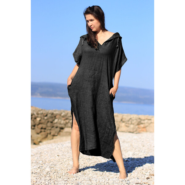 Glara Dámske dlhé oversized lanové šaty 42158856