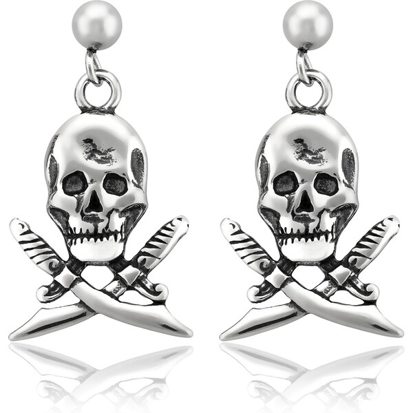 Sams Artisans Náušnice Visiace Pirátska Lebka chirurgická oceľ INM073 32249318