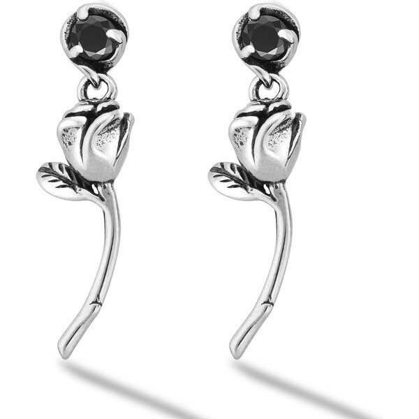 Lindas Jewelry Náušnice Visiace Čierna Ruža chirurgická oceľ IN357 32296268