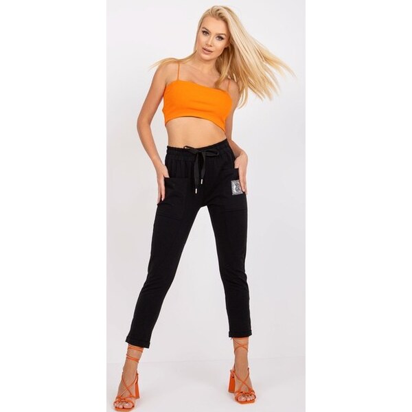 RELEVANCE Čierne tepláky nad členky zdobené kamienkami RV-DR-7516.40 61756982