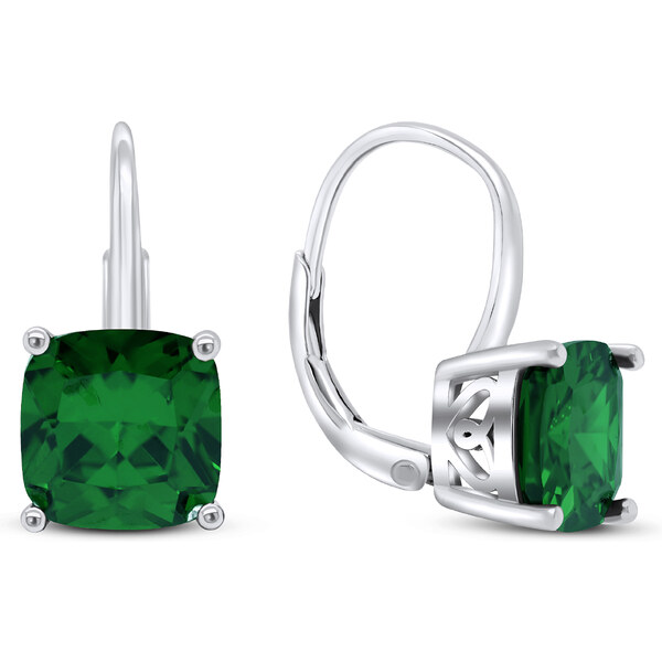 Brilio Silver Módne strieborné náušnice so zelenými zirkónmi EA301WG 66587818