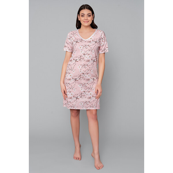 Italian Fashion Dámska bavlnená kvetovaná nočná košeľa Alva ružová, 32319531