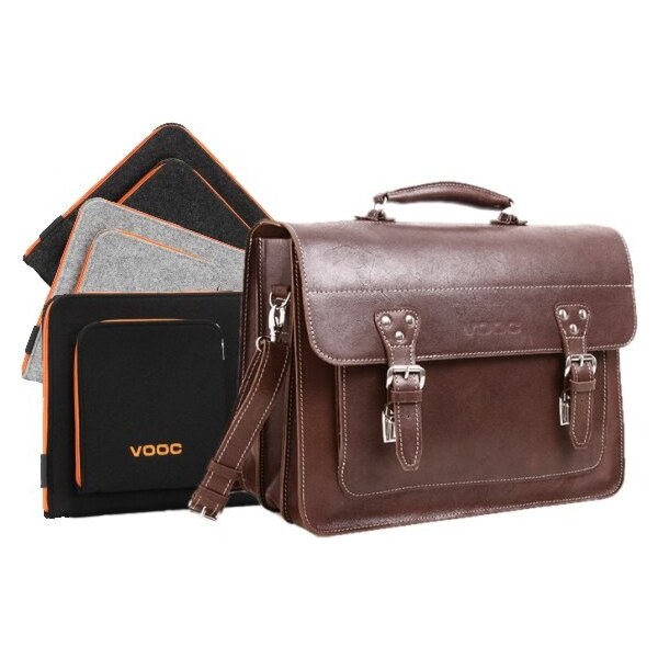 VOOC Kožená business taška & taška na notebook | hnedá 324 33883576