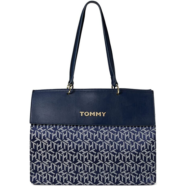 Tommy Hilfiger Nathalie Small Tote Cube Jacquard Navy White 34476159