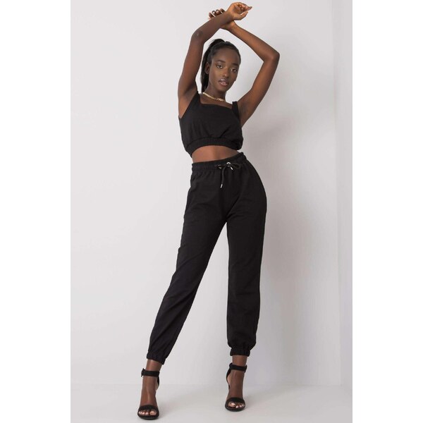 MladaModa Bavlnená crop-topová súprava Irini čierna 32391921