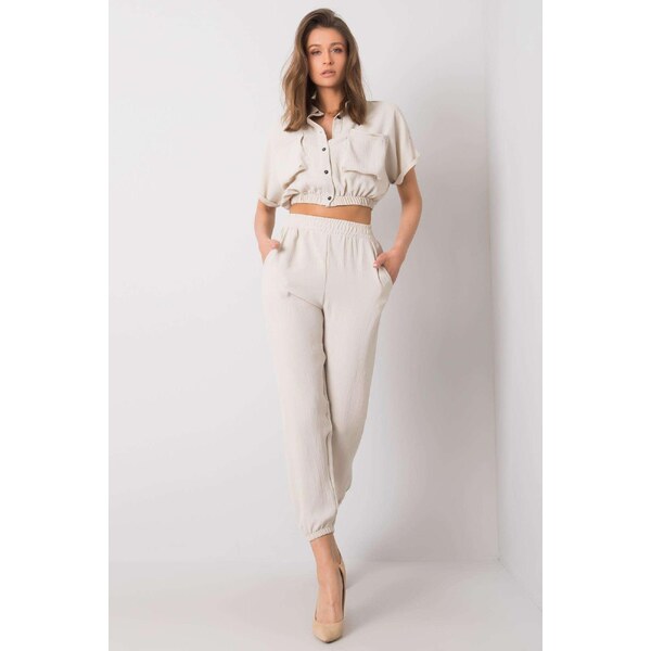 MladaModa Crop-topová súprava Janis svetlá béžová 32391967