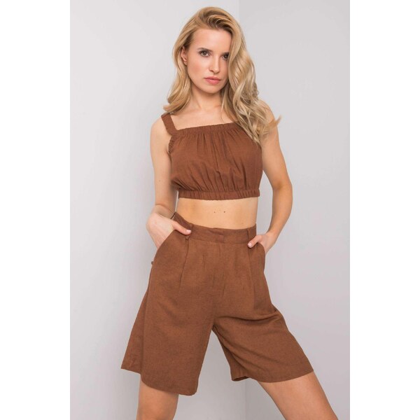 MladaModa Krátka crop-topová súprava Suzzy hnedá 32391973