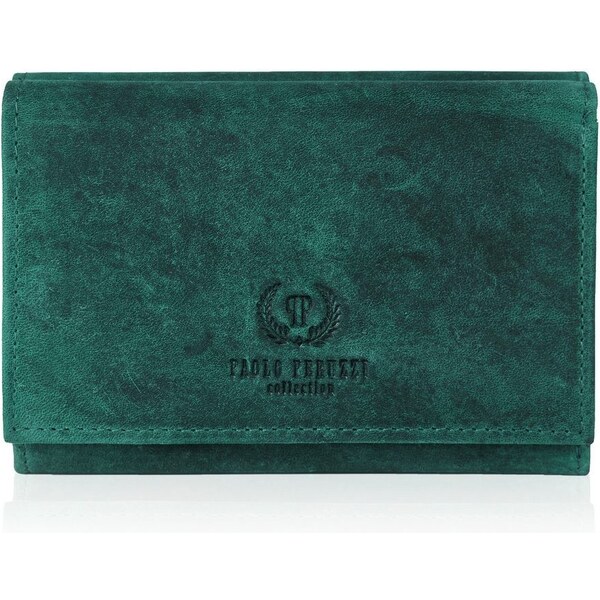 PAOLO PERUZZI Dámska kožená peňaženka RFID | zelená T-33-GR 32396926