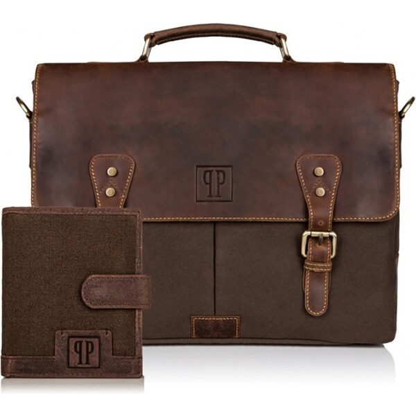 PAOLO PERUZZI Pánska taška na rameno & peňaženka | hnedá ZUP-06-BR 32409013