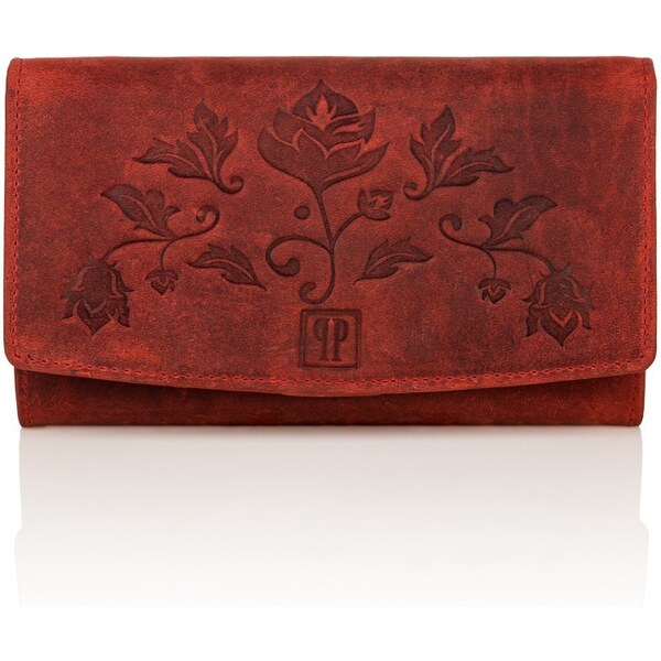 PAOLO PERUZZI Dámska kožená peňaženka s RFID | červená T-01-RD 32409016