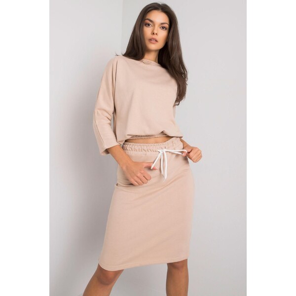 MladaModa Bavlnená súprava sukne a blúzky Savina béžová 32425368