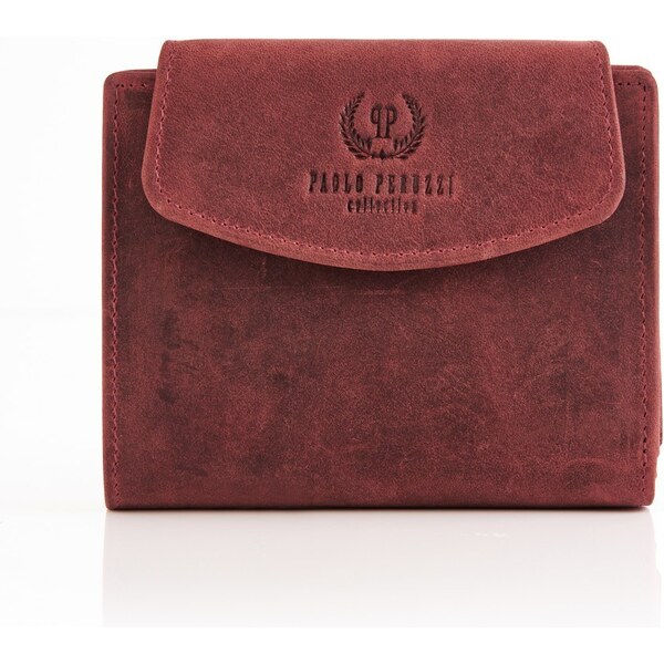 PAOLO PERUZZI Dámska kožená peňaženka s RFID | červená T-12-HR 32152219
