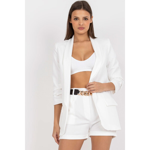 MladaModa Elegantná súprava šortiek a saka model 84106 biela 32425402