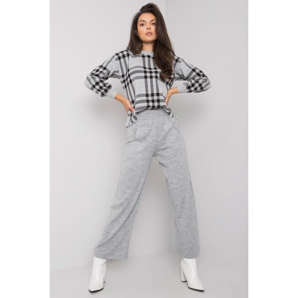 MladaModa Súprava nohavíc a károvaného svetra Marthe šedá 32516776