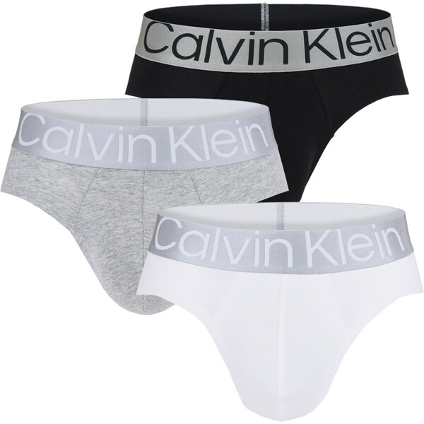CALVIN KLEIN - slipy 3PACK steel black, white, gray - limitovaná 32517239