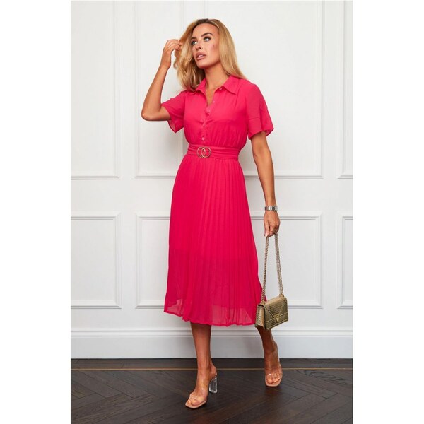 GIRL IN MIND Everleigh Fuchsiové košeľové midi šaty 32562444