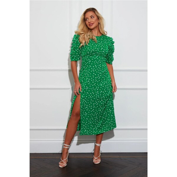 GIRL IN MIND Adelyn Zelené bodkované midi šaty 32562441