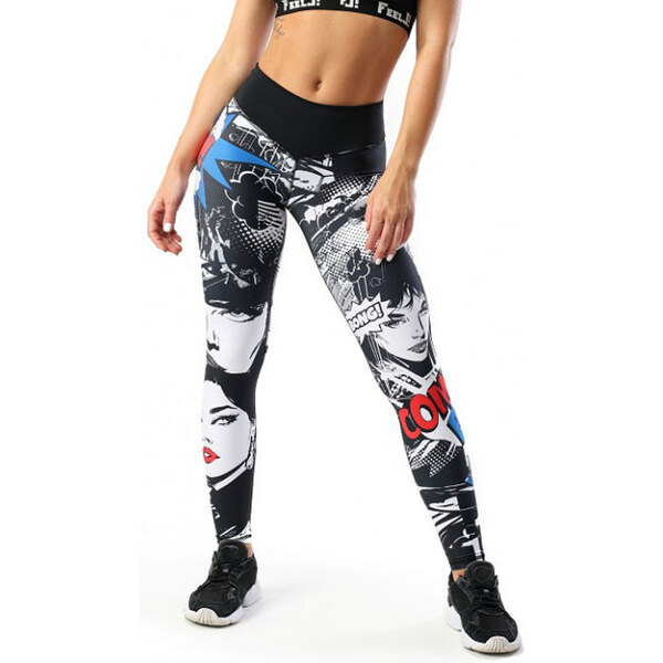 Glara Športové legíny s komiksovou potlačou 32617764