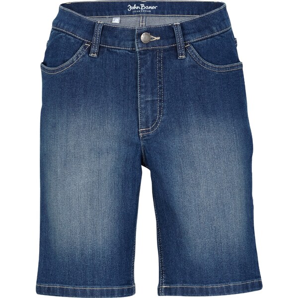 bonprix Džínsové bermudy, Mid Waist, farba modrá 61204162