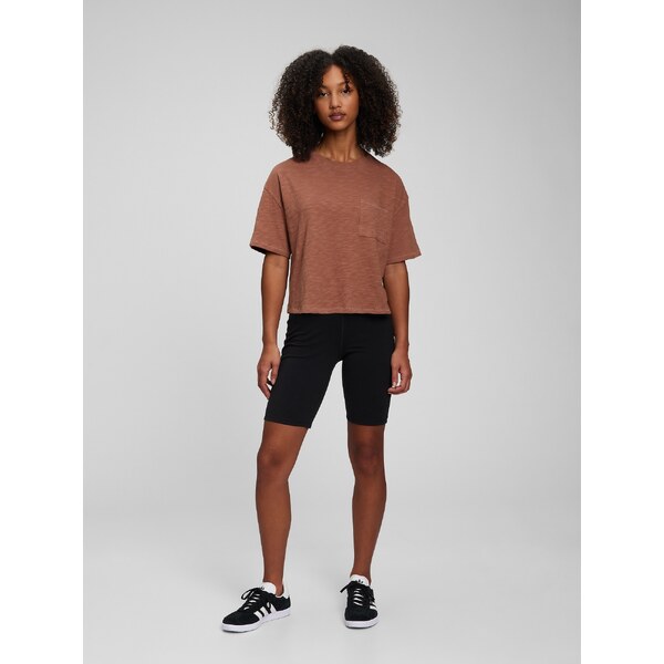 Hnedé dievčenské tričko GAP Teen organic s vrecúškom 50531990