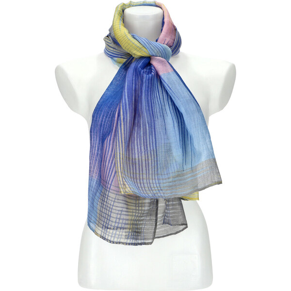 Cashmere Letná dámska farebná šatka 184x70 cm modrá 32625344