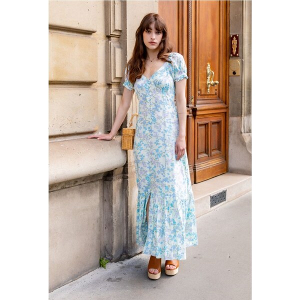 LAST QUEEN Modré maxi šaty 32748726