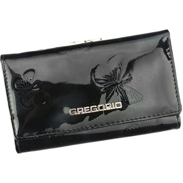 Gregorio Čierna kožená peňaženka stredných rozmerov s motýlikmi BT108 32749093