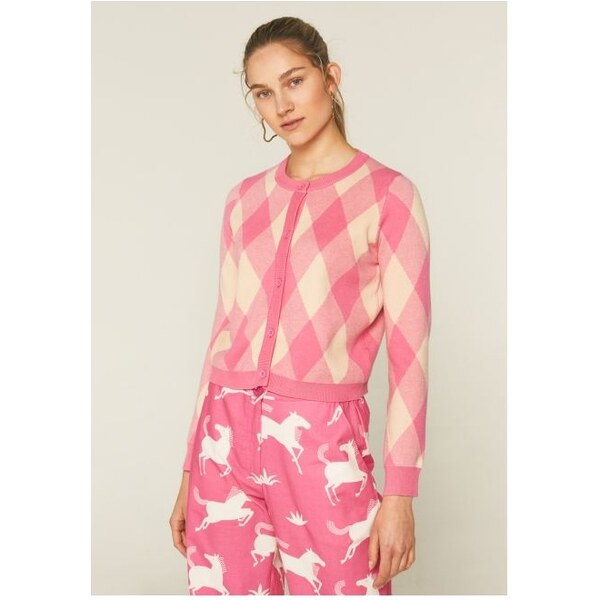 Compania Fantastica Ružový kosoštvorcový kardigan 32775302