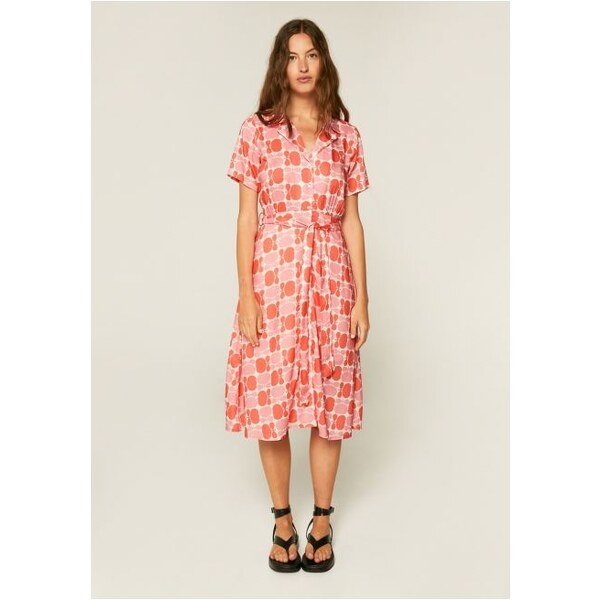 Compania Fantastica Červeno-ružové košeľové midi šaty 32775304