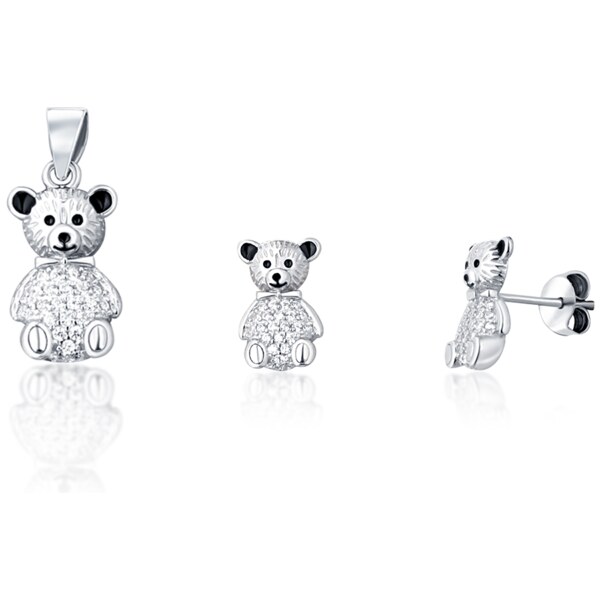 Ligot Strieborný set náušnice a prívesok macík 46720419