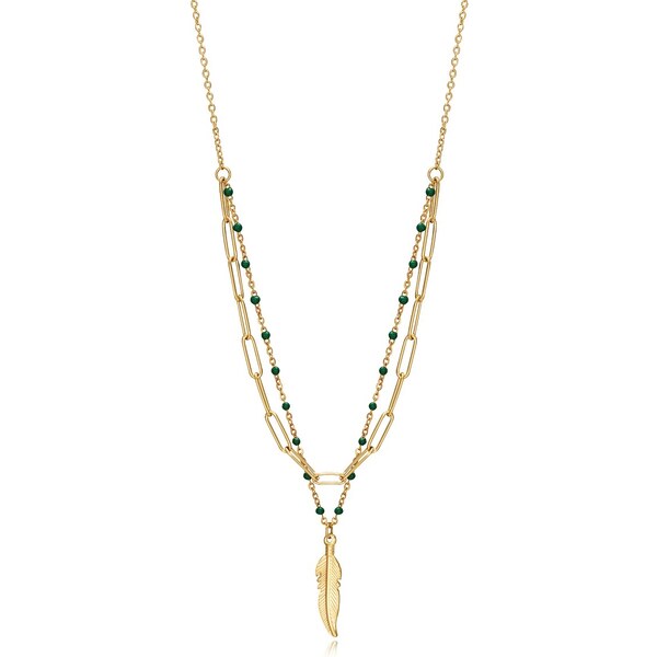 Viceroy Dvojitý pozlátený náhrdelník s pierkom Kiss 75308C01012 66583599
