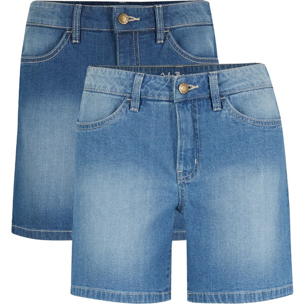 bonprix Džínsové strečové šortky, 2 ks, stredná výška pásu, farba 44790818