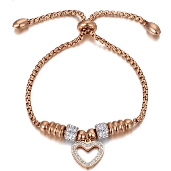 Glory náramok Heart so zirkónmi zaťahovací ružovozlatý 972 32902048