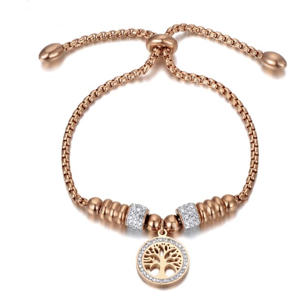 Glory náramok Strom so zirkónmi zaťahovací ružovozlatý 974 32902049