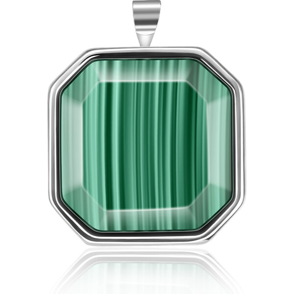 Olivie Strieborný prívesok GREEN NATURAL MALACHIT 6012 33297525