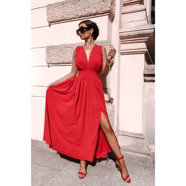 Glara Maxi šaty s rázporkom 35687966