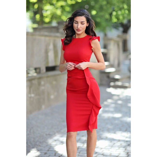 Glara Dámske elegantné šaty s volánom 32921080