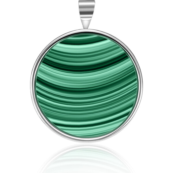 Olivie Strieborný prívesok GREEN NATURAL MALACHIT 6016 33297529