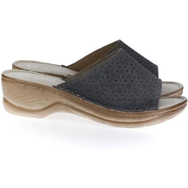 JOHN-C Dámske kožené sivé šľapky MONTY 32912438