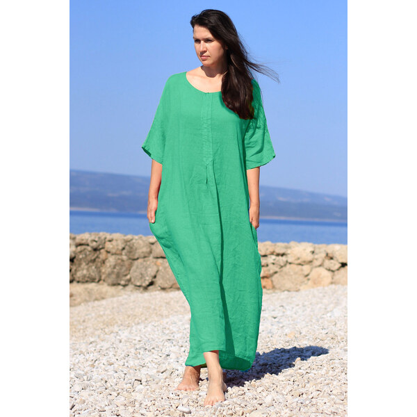 Glara Dámske letné lanové maxi šaty 33297160