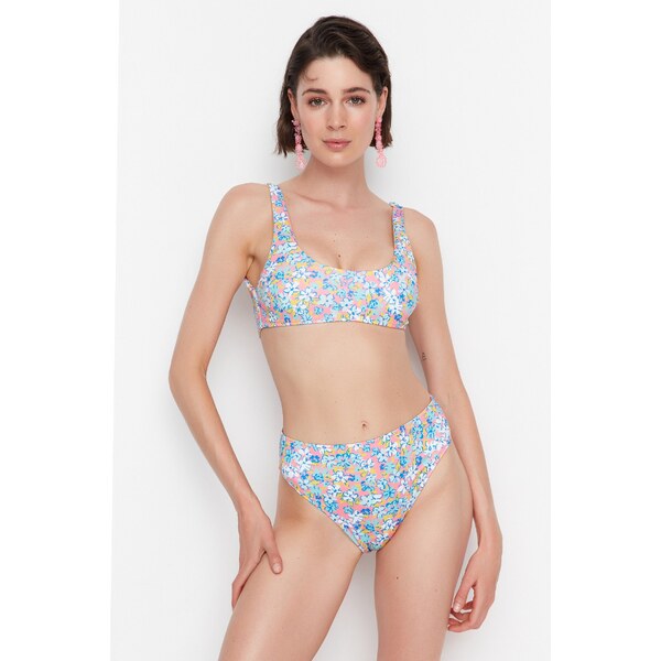 Trendyol Floral Print Bandeau Bikini Top 55255599