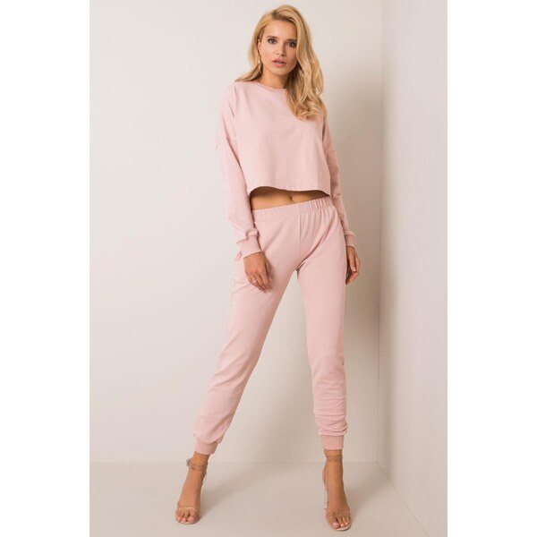 MladaModa Tepláková súprava Monica s crop-topovou blúzkou pudrovo 33142039