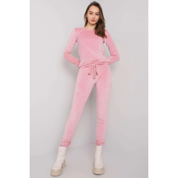 MladaModa Velúrová tepláková súprava bez kapucne Clarisa staroružová 33142015