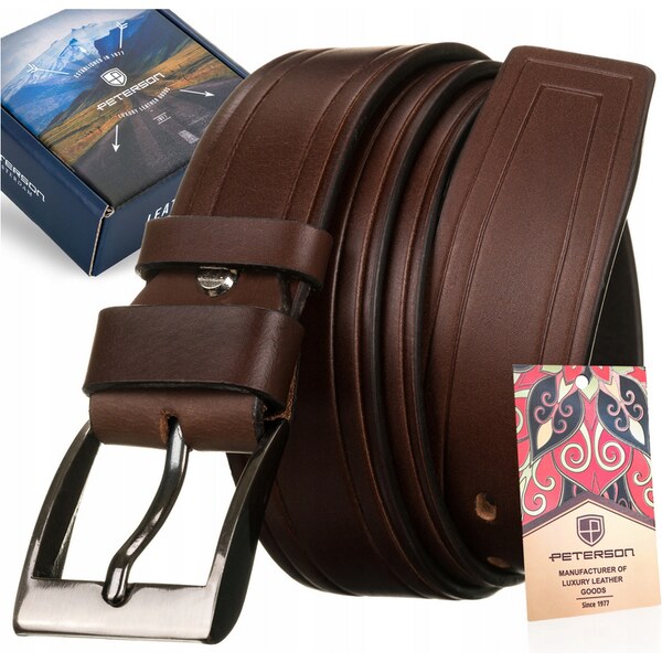 Pánsky kožený opasok s klasickou prackou - Peterson 58385621