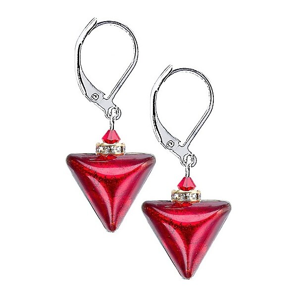 Lampglas Zvodné náušnice Red Triangle s 24-karátovým zlatom v perlách 66579863