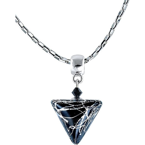Lampglas Elegantný náhrdelník Black Marble Triangle s rýdzim striebrom 66587512
